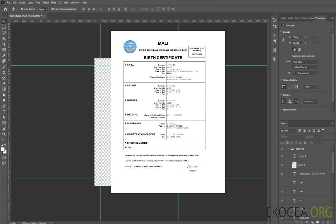 Modèle Word et PDF d'acte de naissance d'acte d'état civil du Mali template Modèle Word et PDF d'acte de naissance d'acte d'état civil du Mali template